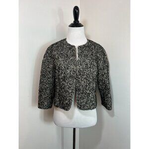 Lafayette 148 Wool Silk Jacket Coat Blazer 2 Crop 3/4 Sleeve Tweed Fall Winter